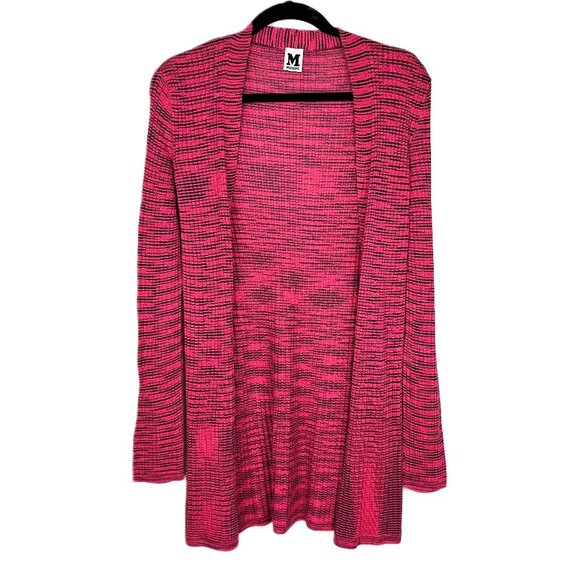 Missoni Y2K Long Line Length Open Front Cardigan Sweater Pink/Black Size 10 - Picture 1 of 8